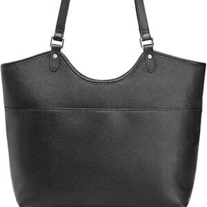 S-ZONE Leather Black Tote Bag for Women